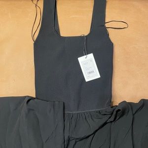 Theory Ribbed Square Neck Jumpsuit in Viscose Crepe new with tag